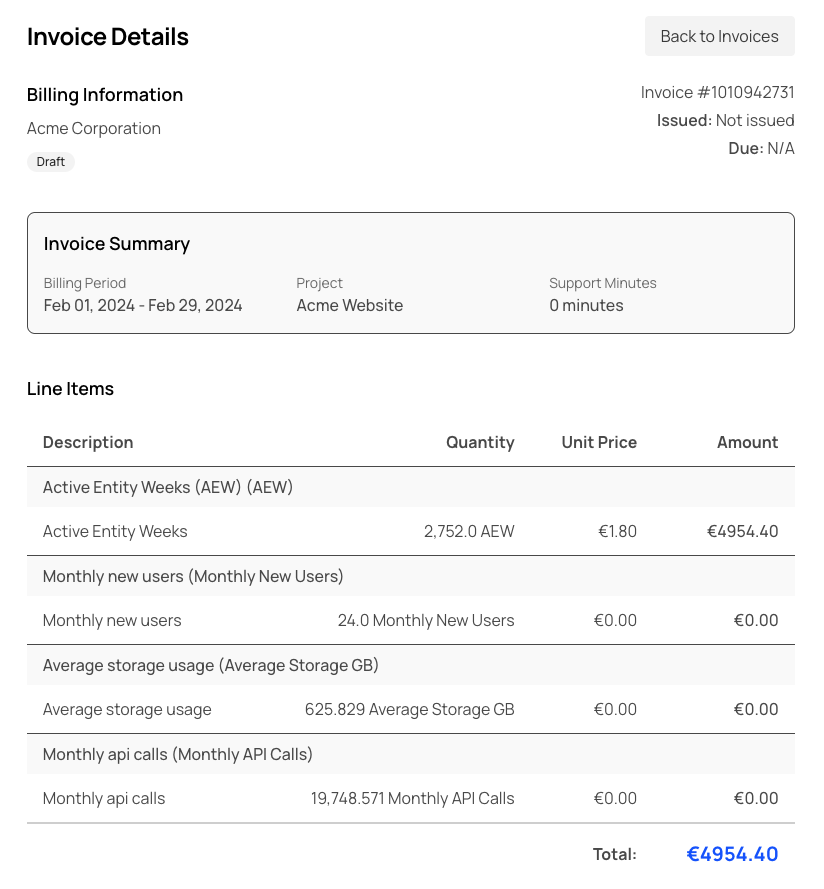 Support Contract Invoice